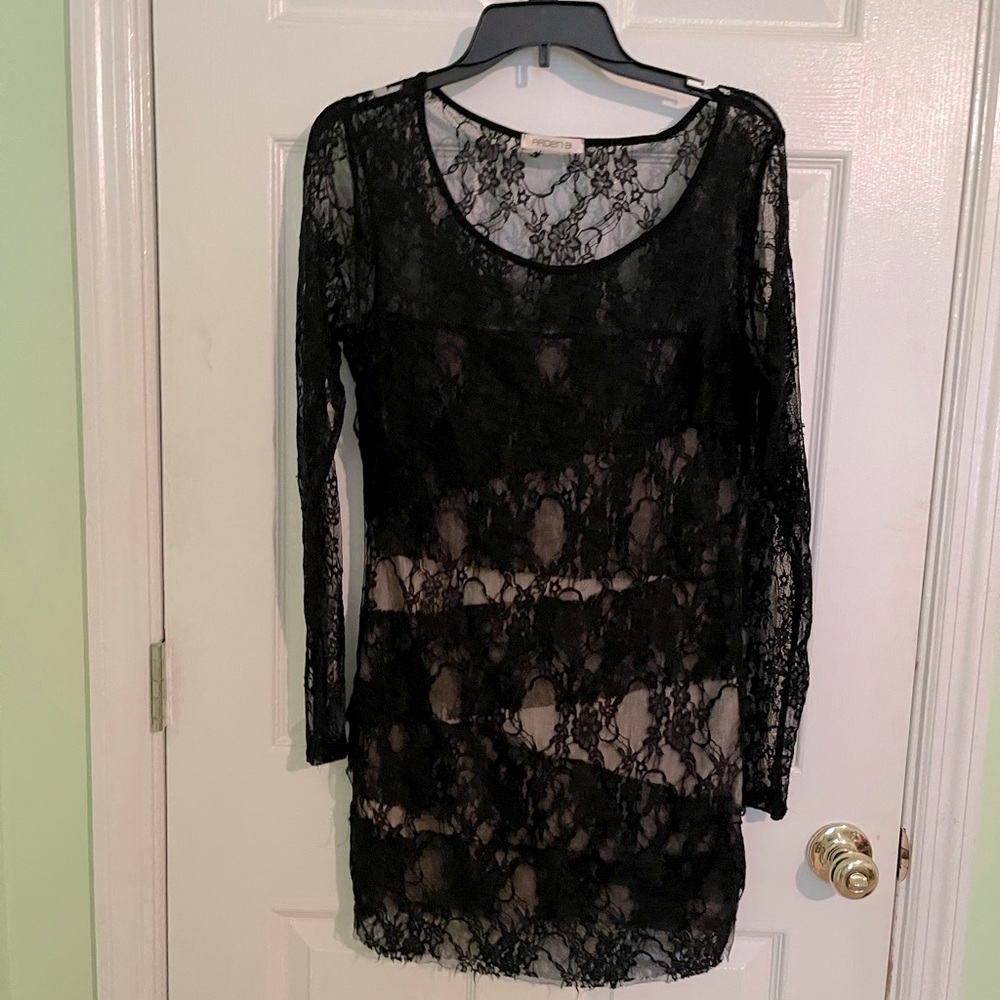 Black & tan lace dress